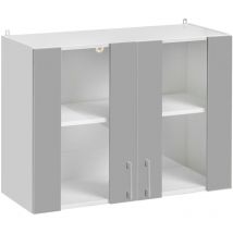 Mobile pensile da cucina Eco Grigio Brillante a 2 ante vetrate l 80 cm