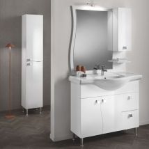 Mobile bagno a terra 105 cm in melaminico Bianco Lucido - Onda