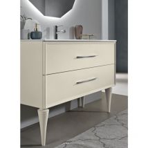 Mobile da bagno a terra moderno con base 100 CLASSIC con 2 cassetti e lavabo AVORIO OPACO