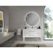 Bluelife - Mobile da bagno a terra moderno con base 100 classic con 2 cassetti e lavabo bianco opaco