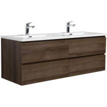 Badplaats - Mobile da bagno Angela 140cm Rovere Marrone - armadio mobiletto lavabo