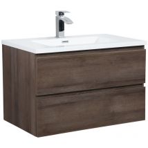 Badplaats - Mobile da bagno Angela 80cm Rovere Marrone - armadio mobiletto lavabo