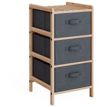 Vicco - Mobile da bagno Bruno, Grigio, 34.5 x 67 cm con 3 cassetti in tessuto