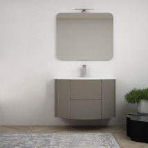 Baden Haus - Mobile da bagno Nairobi 90 sospeso tondo Grigio talpa con colonna da 140 cm