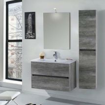 Mobile Da Bagno Sospeso 80cm Colonna P18cm Mazzoni Maiorca Light Grigio Cemento