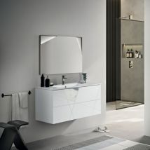 Bluelife - Mobile da bagno sospeso moderno base 100 crizia con lavabo, bianco opaco