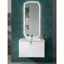 Bluelife - Mobile Da Bagno Sospeso Moderno Base 80 Crizia Con Lavabo Bianco Opaco