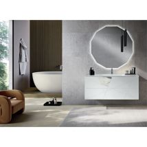 Bluelife - Mobile Da Bagno Sospeso Moderno Crizia Base 120 Con Lavabo, Bianco Opaco
