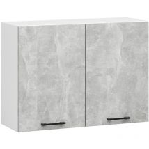 Akord - Mobile da cucina pensile sistema oliwia Bianco 80 cm 2 ante inserto frontale Cemento 80x30x58 cm