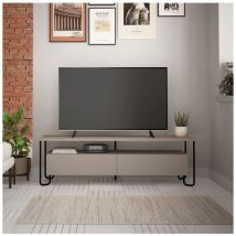 Bricoshop24 - Mobile da Sala Porta tv in Legno Due Ante a Ribalta Tortora Piedi in Metallo