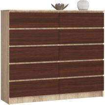 Akord - Cassettiera K140 Sonoma Quercia 138 cm 10 cassetti inserto frontale Wengé 138x40x121 cm