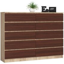 Akord - Cassettiera K160 Sonoma Quercia 160 cm 10 cassetti inserto frontale Wengé 160x40x121 cm