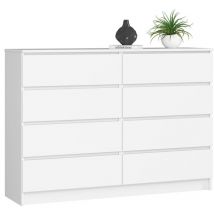 Cassettiera Akord K140 Bianca 138 cm 8 cassetti 138x40x99 cm