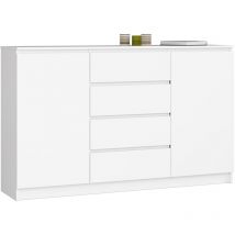 Akord - Cassettiera K160 Bianca 160 cm 2 ante 4 cassetti 160x40x99 cm