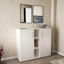 Cosma - Mobile ingresso moderno con 2 ante battenti e 3 mensole di colore Bianco mod. Franck