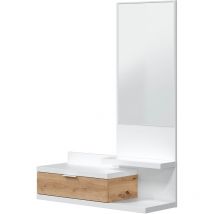 Marinelligroup - Mobile ingresso sospeso con cassetto ripiano e specchio rovere nodi + bianco 81 x 29 x 116 cm 0W6744A