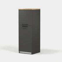 Einbau-kühlschrankverkleidung Mit 2 Türen, Küchenschrank 60x60x164,5h Halser - Grau - Eiche