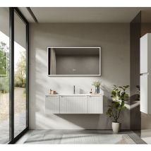 Bridge Beno - Mobile lavabo sospeso da 120 cm con lavabo in resina minerale, cassetto e due ante ultrasottili con chiusura ammortizzata, Accento