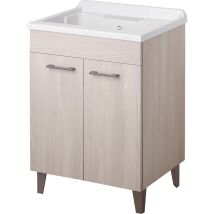 Lavatoio Legno 2 Ante Interno 60x60 (h.85) Vasca Asse Pp Olmo