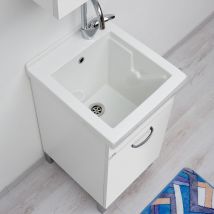 Mobile Lavatoio con Ceramica 45x50 Tutta Vasca Domina Bianco