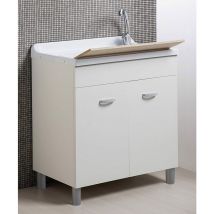 Mobile Lavatoio in ABS 80x50x88 cm 2 Ante Ambrosini Doris Bianco Opaco