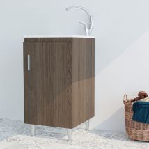 Marinelligroup - Mobile lavatoio in Legno rovere moro 50X50 cm asse lavapanni pilozza vasca in resina lavanderia spm