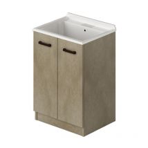 Webmarketpoint - Mobile lavatoio per lavanderia 2 ante Argilla H86x61x50cm