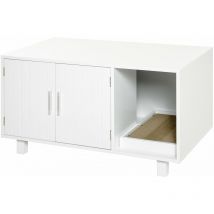 Mobile Lettiera per Gatti 91x52x50,5 cm 2 Ante con Tiragraffi Bianca