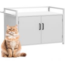 Mobile Lettiera per Gatti Bianco con Ingresso Laterale e Chiusura Magnetica