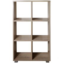 Maka - Libreria Scaffale per Soggiorno con 6 Ripiani in Legno Laminato - Mobiletto Versatile per Cucina, Ufficio e Studio (Rovere/Bianco, Socrate)