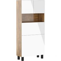 Bim Furniture - homi - Scrivania pieghevole in rovere bordeaux / bianco lucido
