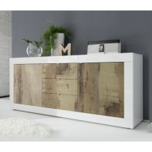 Azura Home Design - Madia linea Basic con 2 ante e 3 cassetti in finitura Bianco lucido e Pero