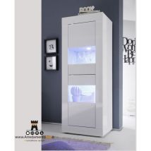 Azura Home Design - Vetrina piccola Linea Basic con 2 ante colore bianco lucido