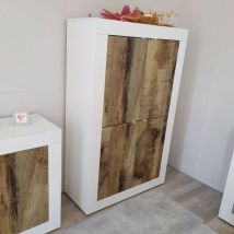 Mobile linea Basic con 4 ante in finitura Bianco laccato lucido e Pero