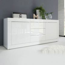 Homemania - Madia linea Basic con 2 ante e 3 cassetti in finitura Bianco laccato lucido