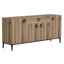 Homemania - Mobile Multiuso Moon, Truciolare Melaminico, Metallo, Noce, 160x42x75 cm