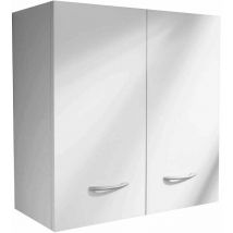 Mobile Pensile da Bagno 2 Ante in Nobilitato 58x58x27 cm Ambrosini Perla Bianco Opaco