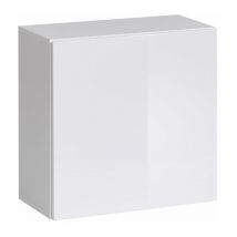 Vetrina Sospesa Mobile Soggiorno Vetrinetta pensile 1 ante Salotto Sala da Pranzo 60x60x30cm Modello Berit 60x60 Bianco Finitura Lucida