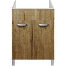 Mobile per Lavatoio 60x60 DOMINA MIX Bianco / Wood Chiaro incasso per ceramica e plastica