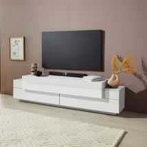 Ahd Amazing Home Design - Mobile soggiorno porta tv bianco 200cm 4 vani e 3 ante Corona Low Lacq