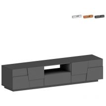 Web Furniture - Mobile porta tv d'appoggio moderno 4 ante cassetto 220x45x46cm Chiron Colore: Antracite