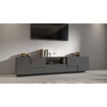 Web Furniture - Mobile Porta Tv 4 Ante E Un Cassetto 220x44x46cm - Infinity - Colore: Antracite Opaco