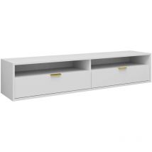 Mobilier1 - Mobile porta tv Hamilton 103, Bianco, Il numero di porte: 0, Numero di cassetti: 0, 175x35x33cm