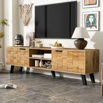Wishdor - Mobile porta tv in legno con 2 ante e 2 vani aperti, 160,5 x 35,5 x 45 cm
