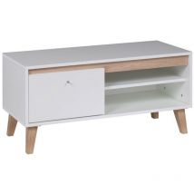 Usinestreet - Mobile porta tv Providence D112, Rovere Sanremo chiaro + Opaca bianco, Il numero di porte: 0, Numero di cassetti: 0, 100x47x40cm