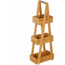 Mobile Scaffale Portaoggetti 3 Scomparti in Legno Bambu' per Bagno 30x18x81cm