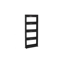 Springos - Mobile scaffolding with wheels, bathroom cabinet, 5 shelves, black. Reggimento mobile con ruote, mobiletto da bagno, 5 ripiani, nero.