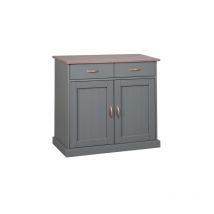 Inter Link - mobile soggiorno credenza buffet luzerna 2 ante + 2 cassetti 90x45x86H pino massello verniciato ad acqua grigio e marrone seppia