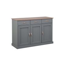 Inter Link - mobile soggiorno credenza buffet luzerna 3 ante + 3 cassetti 131x45x86H pino massello verniciato a acqua grigio e marrone seppia
