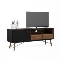 Mobile soggiorno porta tv nero opaco e noce 150 cm - Longarone